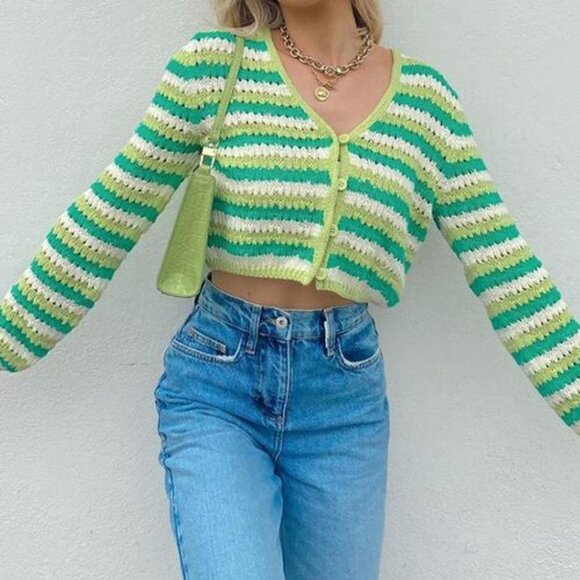 Zara Crochet Knit Cardigan Sweater Size Medium - Picture 1 of 5